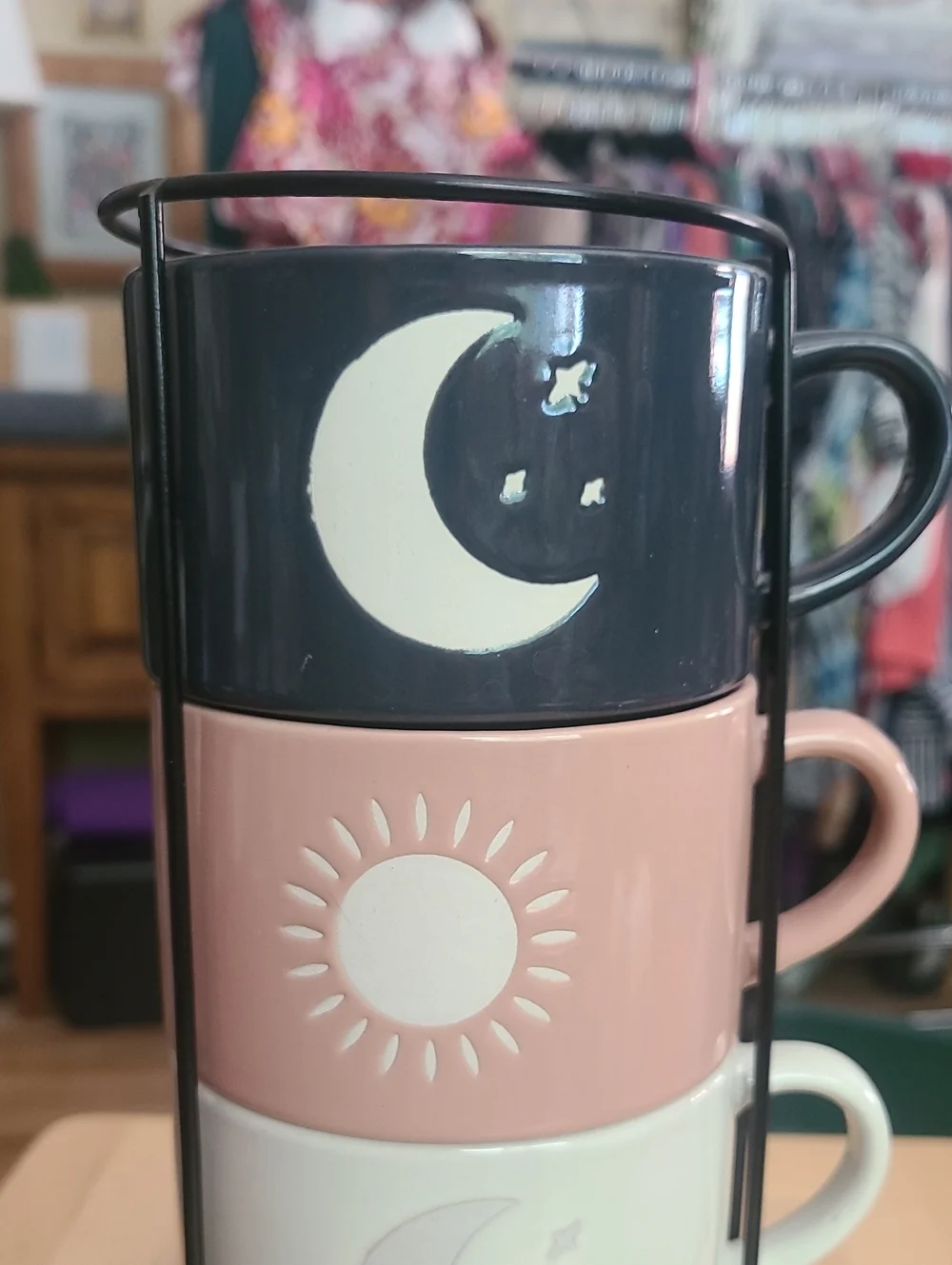 Thyme &Table Stackable Moon & Sun Ceramic Mugs - Navy, Blush, Cream, Sage